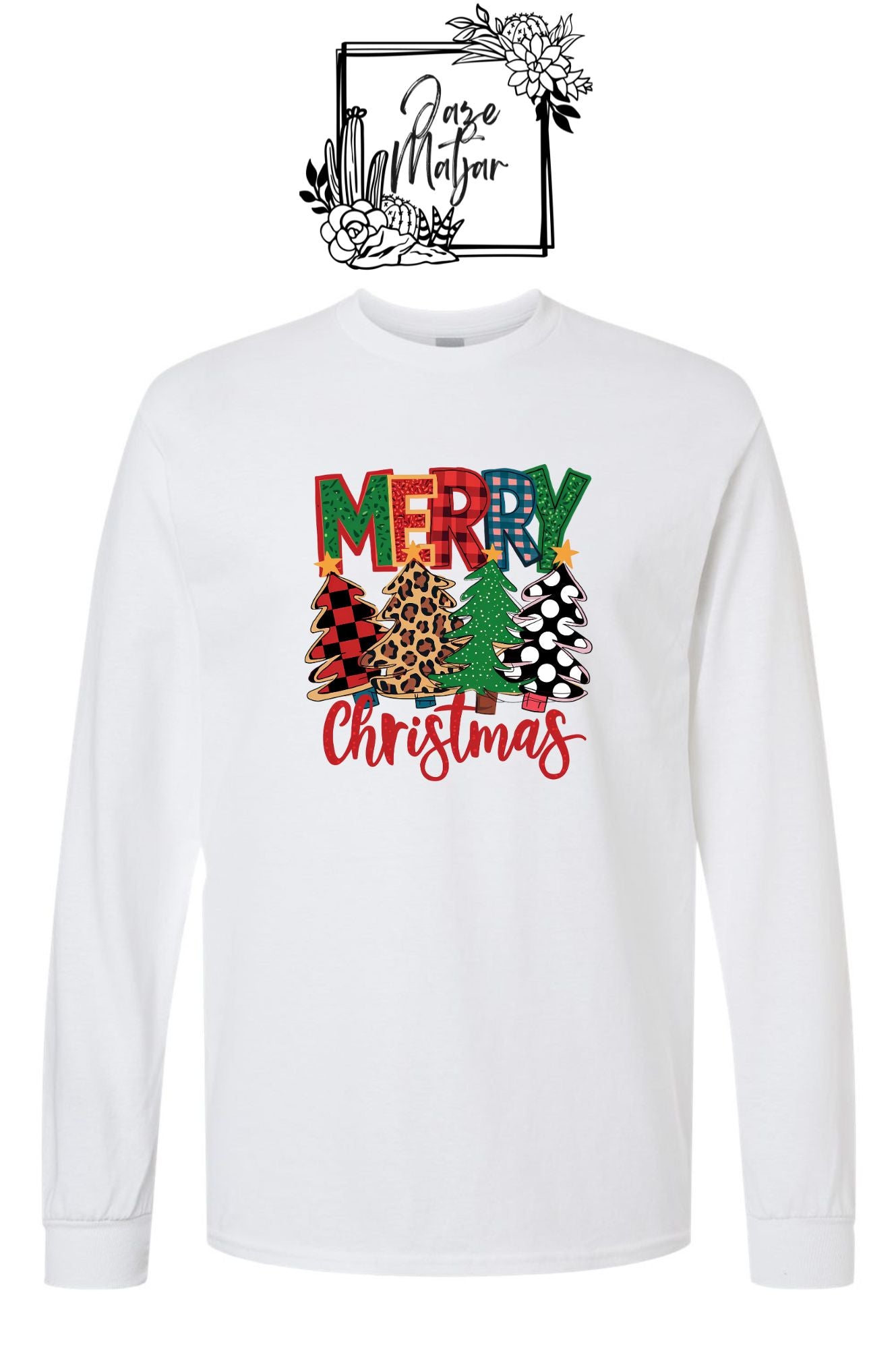 Merry Christmas Trees Cotton Long Sleeve Shirt